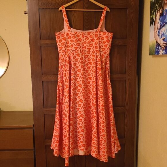 Brandon Maxwell Lip Print Silk A-line Maxi Dress - Picture 14 of 16